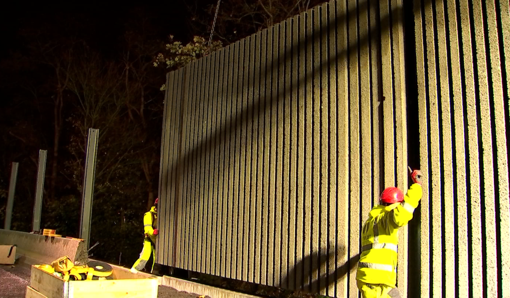 E42-E19 : pose des panneaux antibruit lors des chantiers de nuit