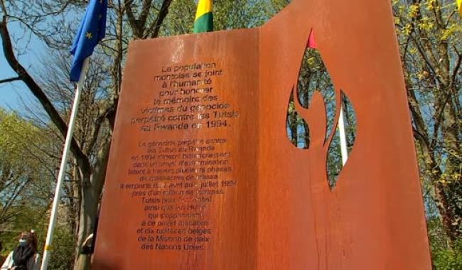 Mons - Une stèle en hommage aux victimes du génocide des tutsi au Rwanda